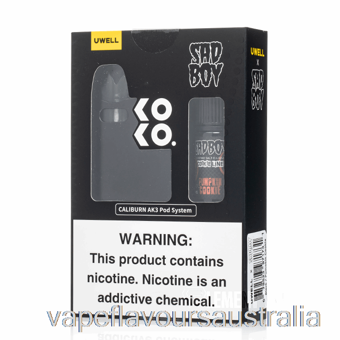 Vape Nicotine Australia UWELL x DV Caliburn AK3 Kit + 50mg Nic Salt [BLACK] Sadboy - Pumpkin Cookie
